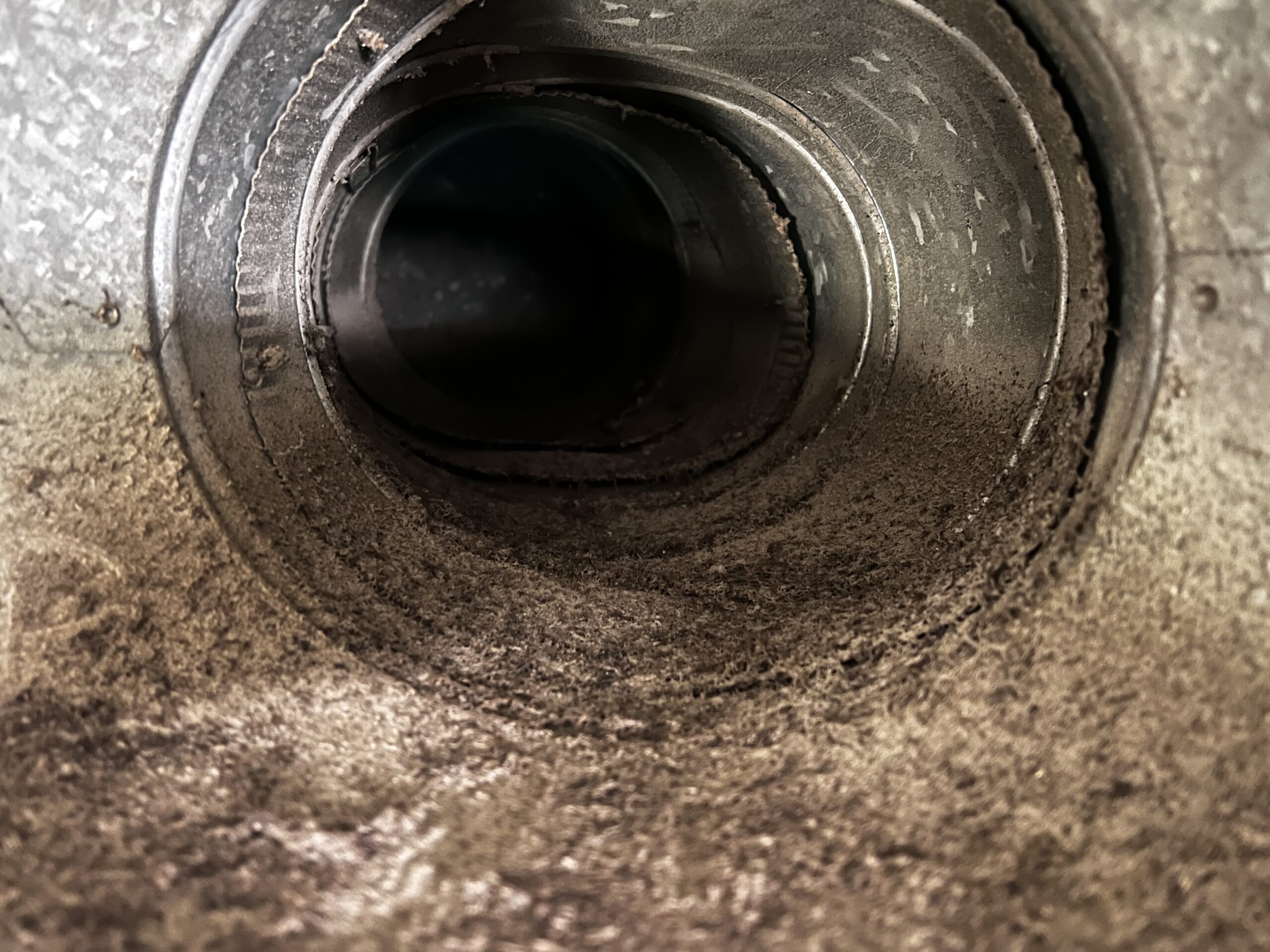 Interior of a dirty chimney flue