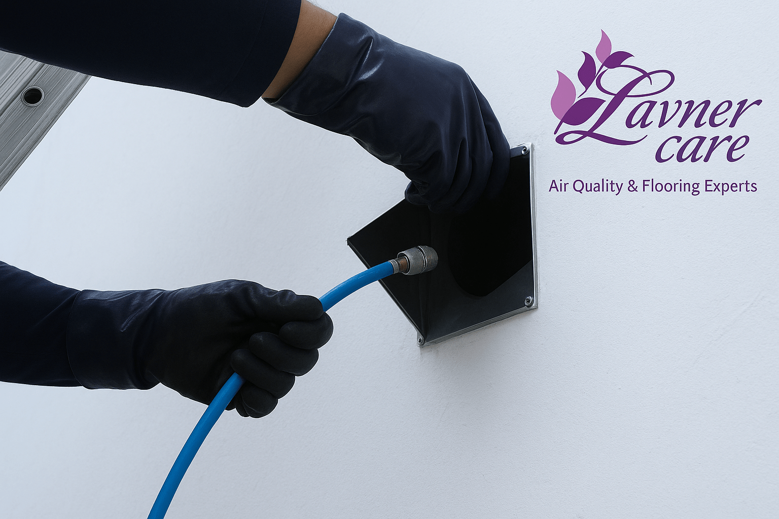 A professional performing air duct cleaning